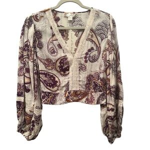 NWT Band of the Free Paisley Crop Fairy Top Lace Romantic Boho Festival Sz S